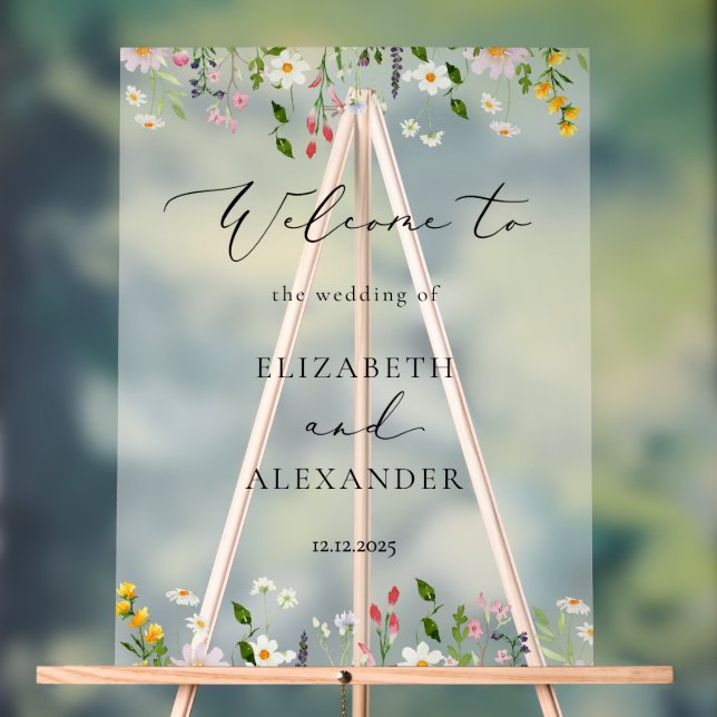  Wildflower Elegant Frosted Wedding Welcome  (Neutre)