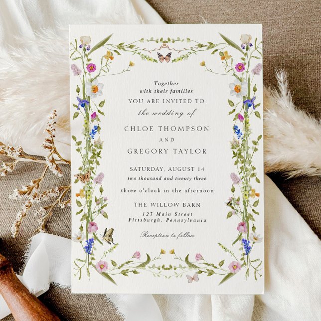 Wildflower Elegant Garden Wedding Invitation (Creator Uploaded)