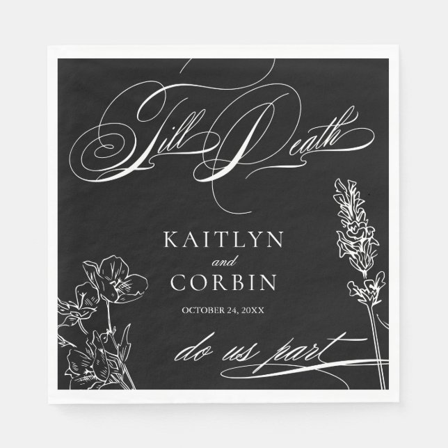 Wildflower Elegant Gothic Wedding Napkin (Front)
