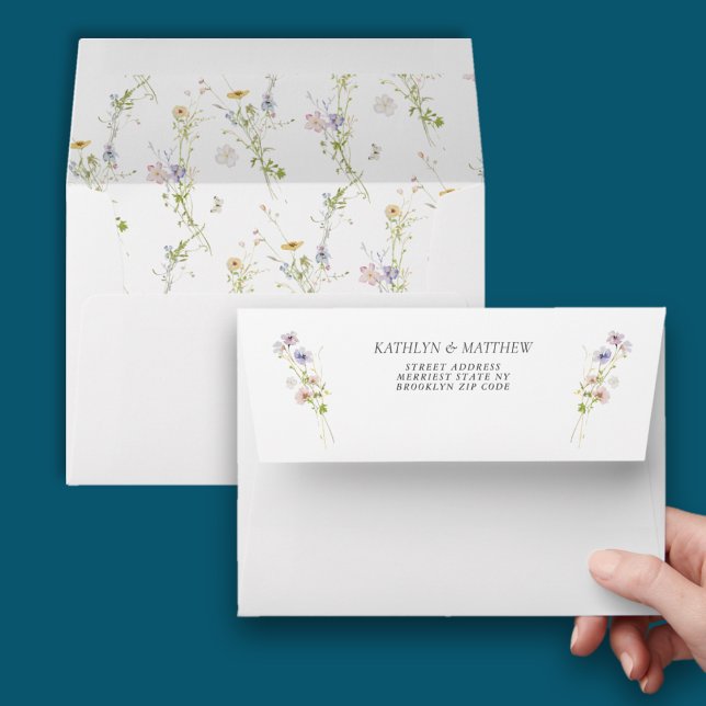 Wildflower Elegant Modern Floral Whimsical Wedding Envelope (Creator Uploaded)