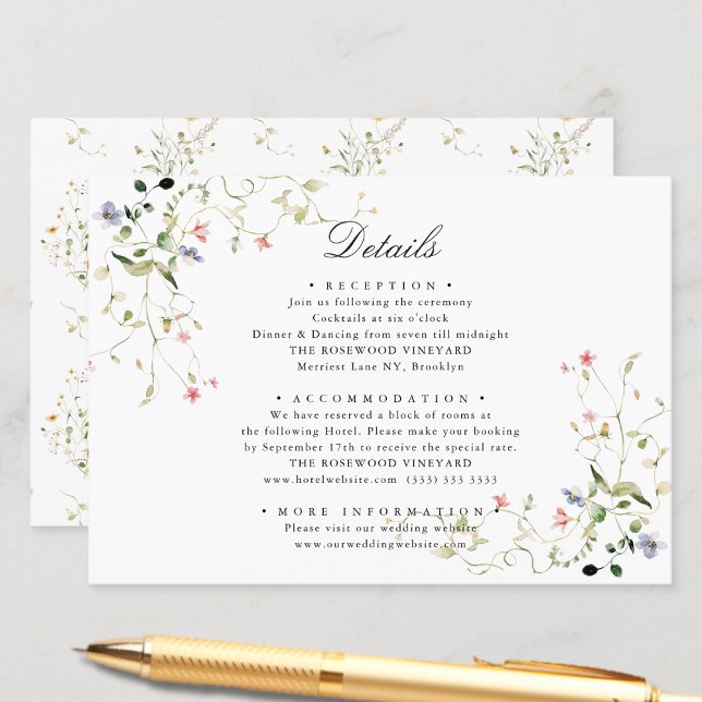 Wildflower Elegant Modern Garden Floral Wedding Enclosure Card (Creator Uploaded)