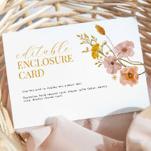 Wildflower enclosure card, garden party theme