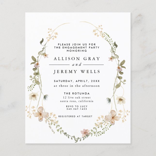 Wildflower Engagement Party Invitation Flyer (Front)