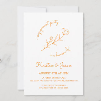 Wildflower Engagement Party Invitation in Orange