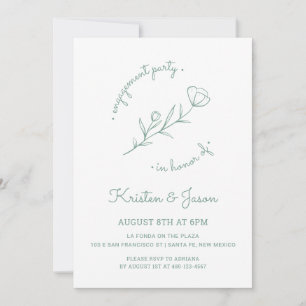 Wildflower Engagement Party Invitation in Sage