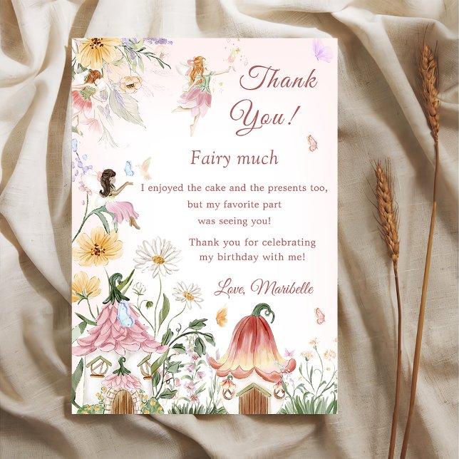 Wildflower Fairy Birthday Photo Thank You Card (Creator Uploaded)