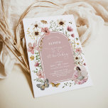 Wildflower Fairy First 1st Birthday Garden Party Invitation<br><div class="desc">Inspired by the beloved fairy tale character "Thumbelina, " a sweet little fairy takes centre stage on this invitation. With her dainty wings and petite frame, she captures the essence of innocence and wonder that defines childhood. The exquisite floral display of boho wildflowers in soft, muted shades of blush, beige,...</div>