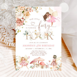 Wildflower Fairy Four Girl 4th Birthday Invitation