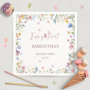Wildflower Fairy Garden 1st Birthday Party Napkin