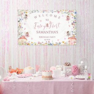 Wildflower Fairy Garden 1st Birthday Party Welcome Banner