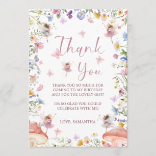 Wildflower Fairy Garden 1st Birthday Photo Thank You Card