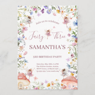 Wildflower Fairy Garden 3rd Birthday Party Invitation