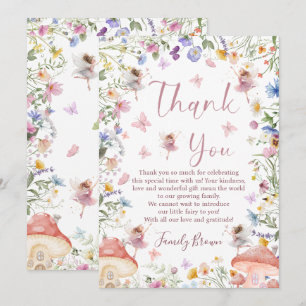 Wildflower Fairy Garden Baby Shower Thank You Card