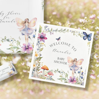 Wildflower Fairy Garden Butterfly Baby Girl Shower Napkin