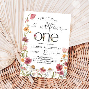 Wildflower Fairy One Girl 1st Birthday Invitation