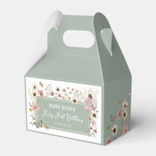 Wildflower Fairy Sage Green Garden Tea Party Favor Box