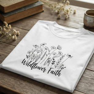 Wildflower Faith Botanical Line Art T-Shirt