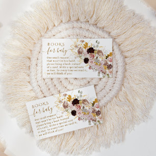 Wildflower Fall Elegant Baby Girl Shower books Enclosure Card