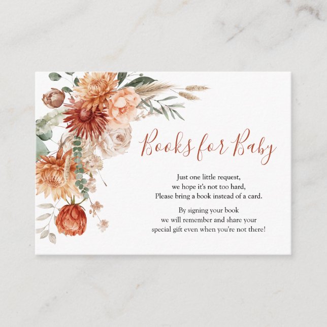 Wildflower Fall in Love Baby Shower Books for Baby Enclosure Card (Front)