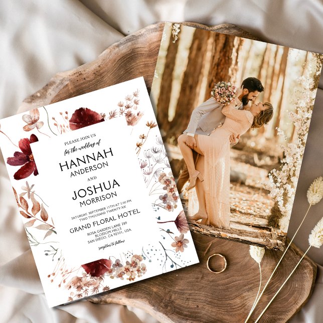 Wildflower Fall Photo Instagram Wedding Invitation Flyer (Creator Uploaded)