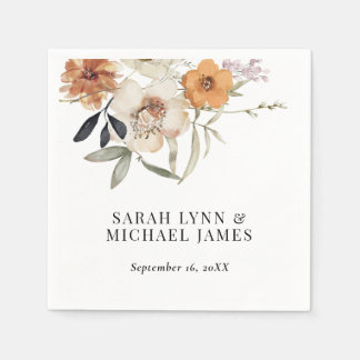 Wildflower Fall Wedding Paper Napkin