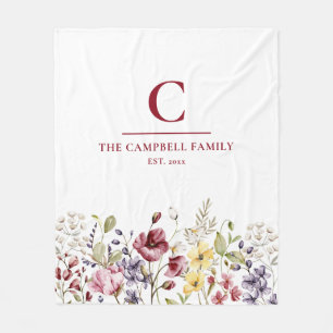 Wildflower Family Monogram Throw Blanket