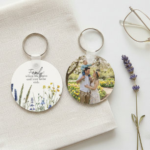 Wildflower family quote watercolor keychain