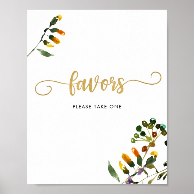 Wildflower favours PLEASE TAKE ONE sign (Front)