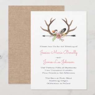Wildflower Feathers and Arrow Wedding Invitation