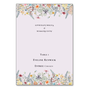 Wildflower Fern Lavender Menu Foldable Place Card