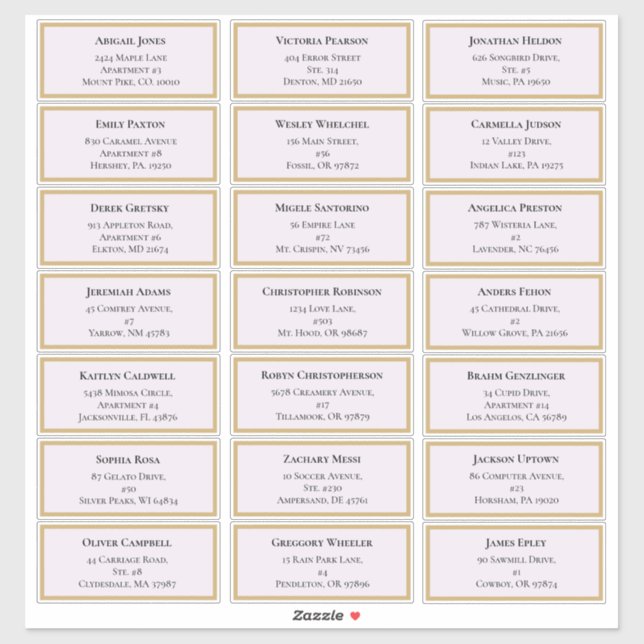 Wildflower Fern Lavender Wedding Guest Address (Sheet)