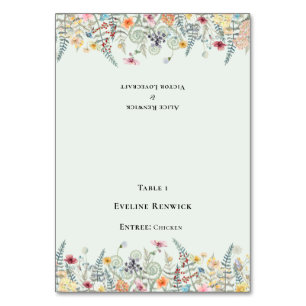 Wildflower Fern Mint Menu Foldable Place Card