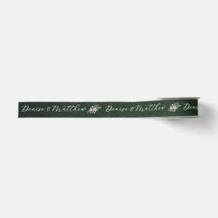 Wildflower & Fern on Forest Green Grosgrain Ribbon