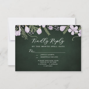 Wildflower & Fern on Forest Green RSVP Card
