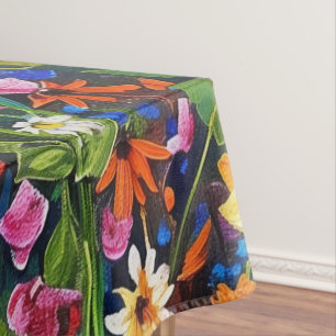 Wildflower field Acrylic painting Tablecloth