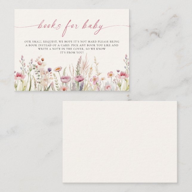 Wildflower Field Baby Shower Books For Baby Enclosure Card (Front/Back)