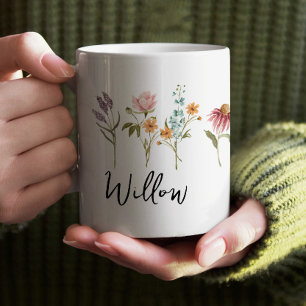 Wildflower Field Boho Personalized Mug with Name