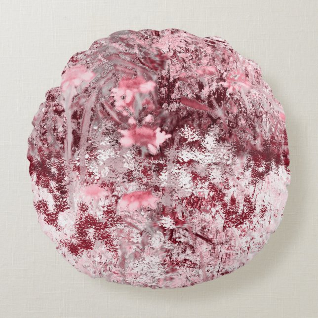 Wildflower Field Impressionism-Mauve Round Pillow (Front)