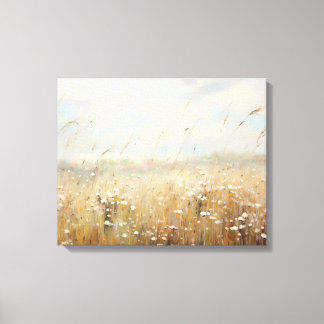 Wildflower Field Landscape Oil Painting Canvas Print