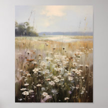 Wildflower Field Landscape Oil Painting