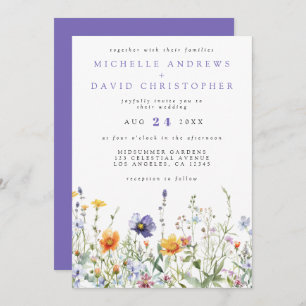 Wildflower Field QR Code Wedding Invitation