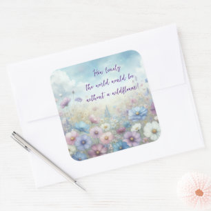Wildflower Field & Quote Square Sticker