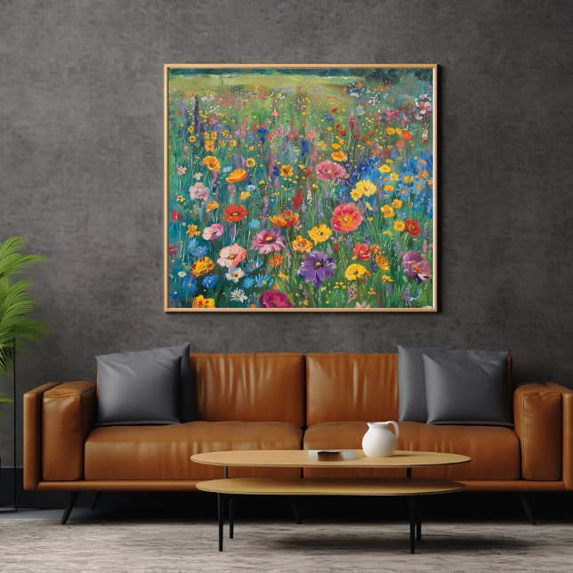 Wildflower field watercolor painting poster (Creator Uploaded)