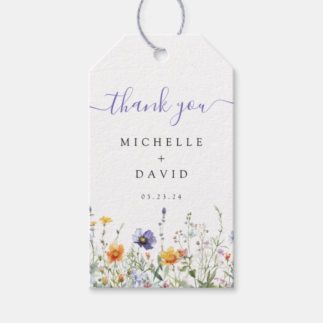 Wildflower Field Wedding Gift Tags (Front)