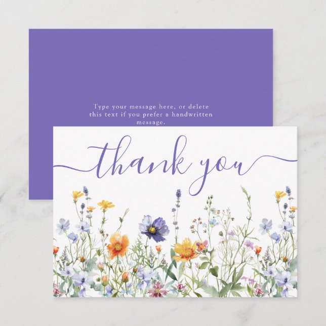 Wildflower Field Wedding Thank You Card (Front/Back)