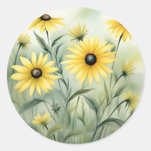 Wildflower Field with Black Eyed Susans Classic Round Sticker