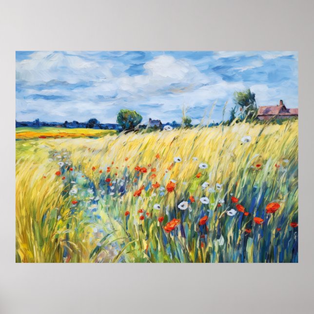 Wildflower Fields by the Havel River Poster (Front)