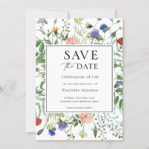 Wildflower Fields Celebration of Life Save Date Invitation