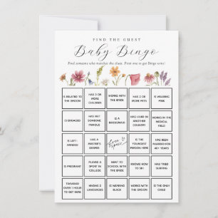 Wildflower Find the Guest Baby Bingo Game Card