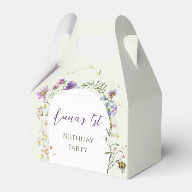 Wildflower First Birthday Favor Box (Front Side)